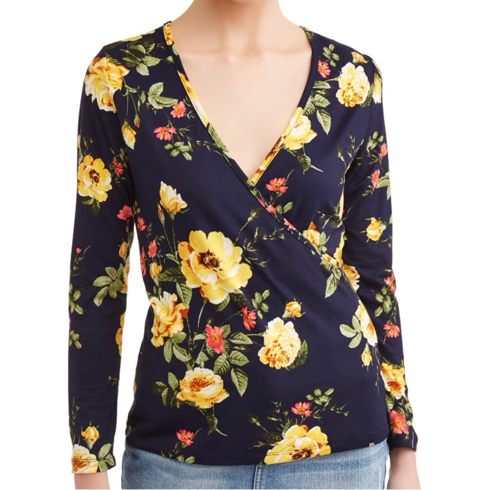 Floral print wrap top